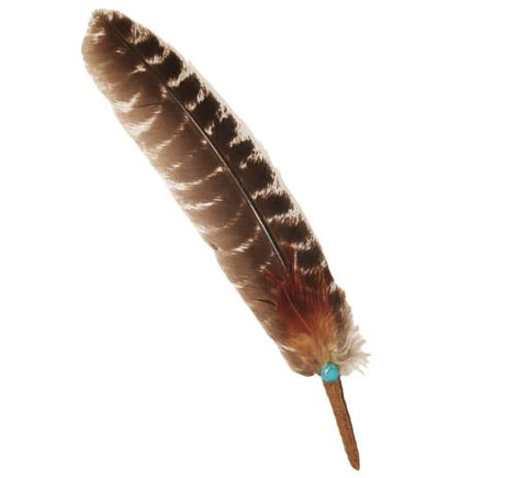 Feather wrapped with turquoise bead