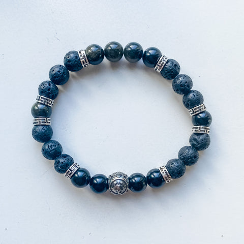 Scorpio 8mm astrology bracelet w/ charm - Goldsheen Obsidian