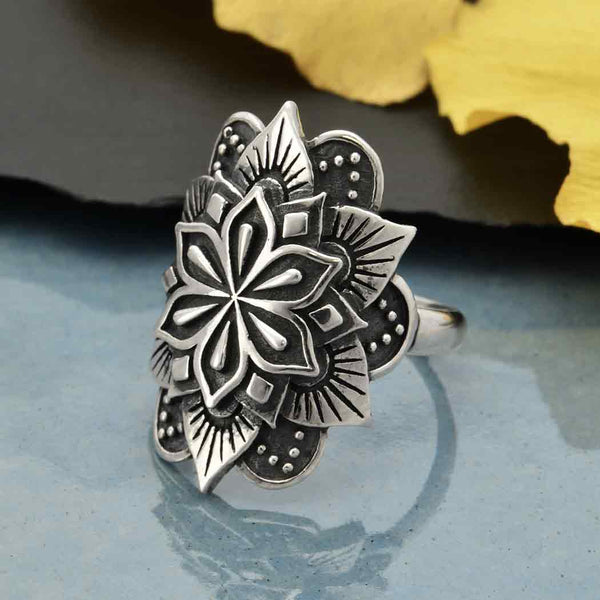 Ring mandala sterling silver