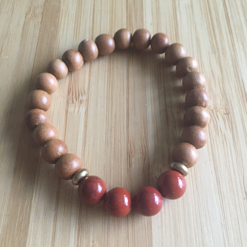 Bracelet sandalwood root chakra red jasper