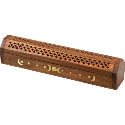 Box wood moon brass inlay Incense Burner