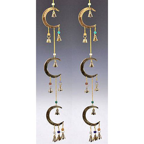 Windchime 3-Moon - Brass Chime With Beads