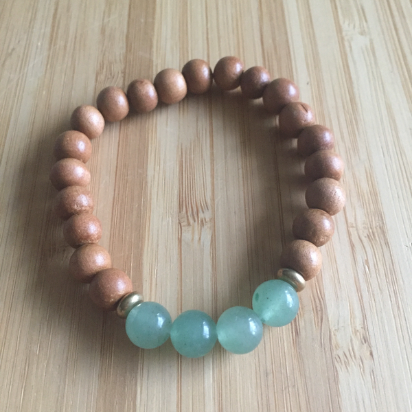 Bracelet sandalwood heart chakra aventurine