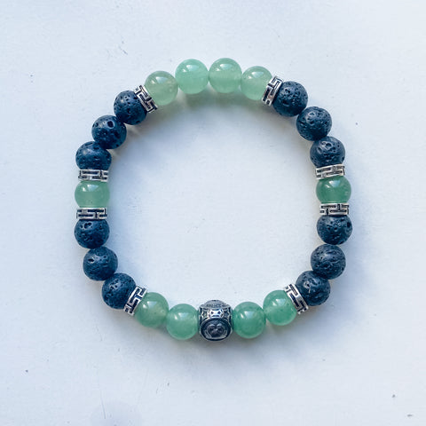 Cancer 8mm astrology bracelet w/ charm- Green Aventurine