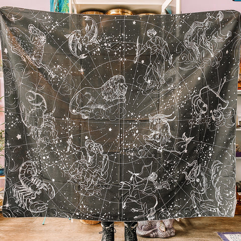 Tapestry Zodiac constellations black & white