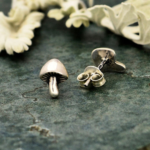 Earring mushroom post sterling silver