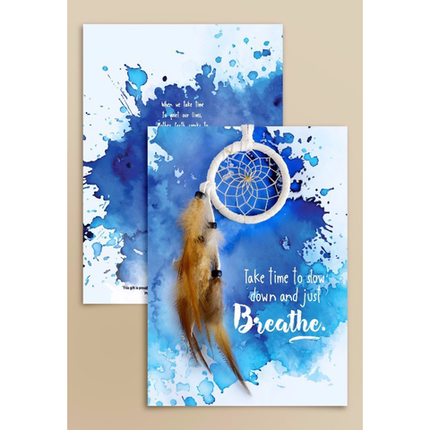 Greeting Card Dream Catcher Blue Splash